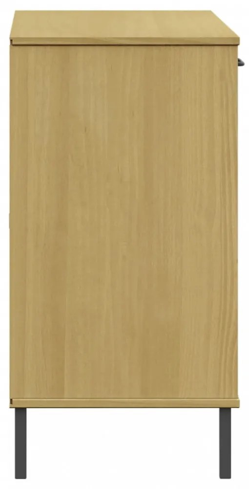OSLO barna tömör fa tálalószekrény fém lábakkal 113x40x77 cm