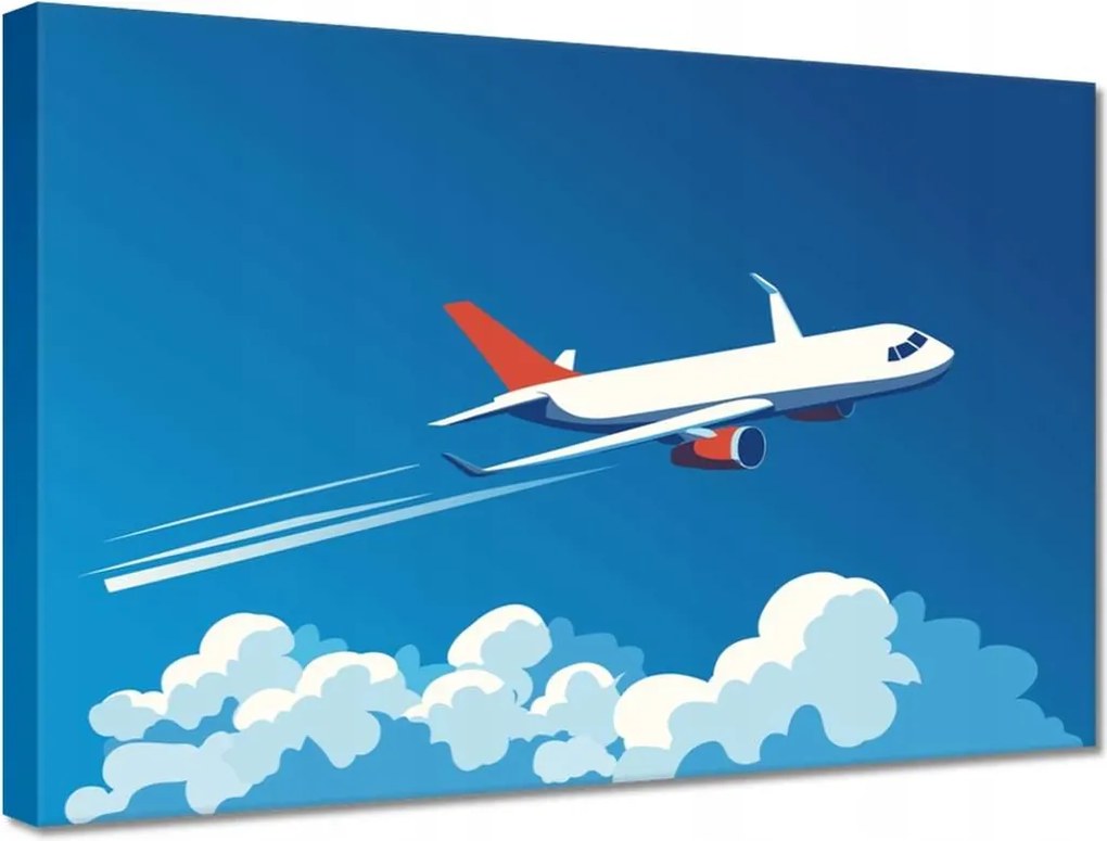 Vászonkép 30x20 Repülőgép száguld az égen