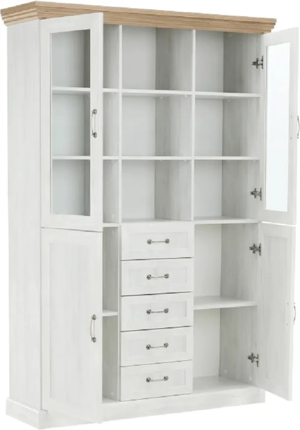 vitrines szekrény, északi sosna/vadtölgy, ROYAL W2D