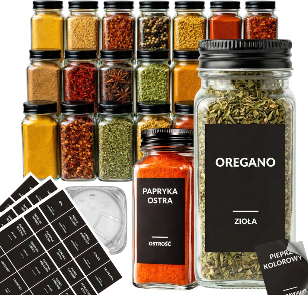 Befőttesüvegek Fűszertartók 24 Db Matricák Befőttesüvegek Négyzet 74 címkék