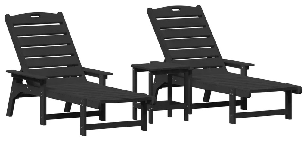 3 darabos kerti lounge szett - Fekete HDPE