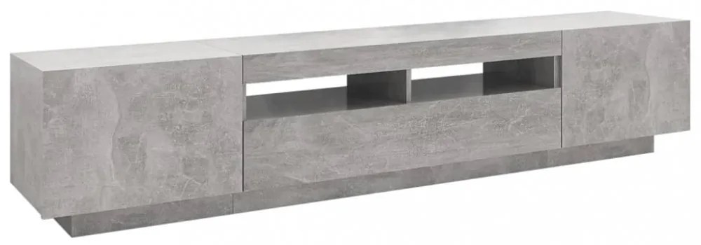 betonszürke TV-szekrény LED-lámpákkal 200 x 35 x 40 cm