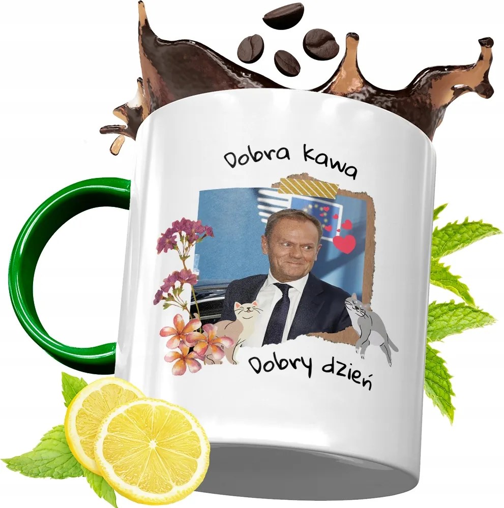 Donald Tusk Zöld Bögre Ajándék Nyomtatott Fotóval