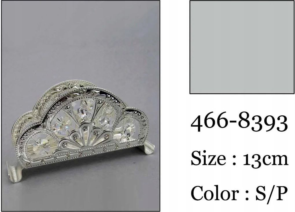 Ezüst színű, díszített fém szalvétatartó