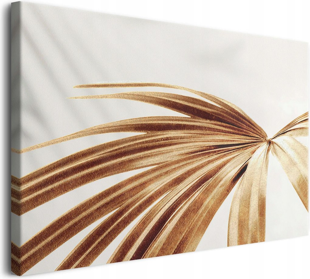 Nagy Vászonkép Arany levél Fali dekoráció a nappaliba boho Bézs Arany