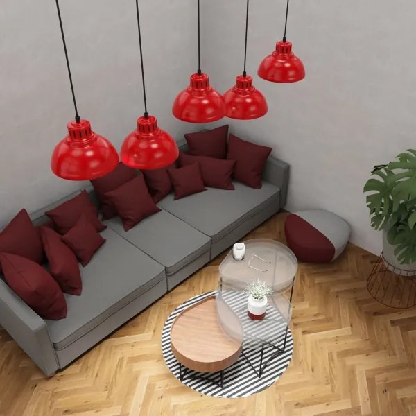 Csillár zsinóron SVEN 5xE27/15W/230V piros