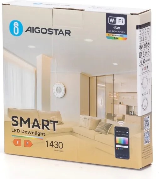 Aigostar - LED RGBW Szabályozható beépíthető lámpa LED/15W/230V 2700-6500K Wi-Fi