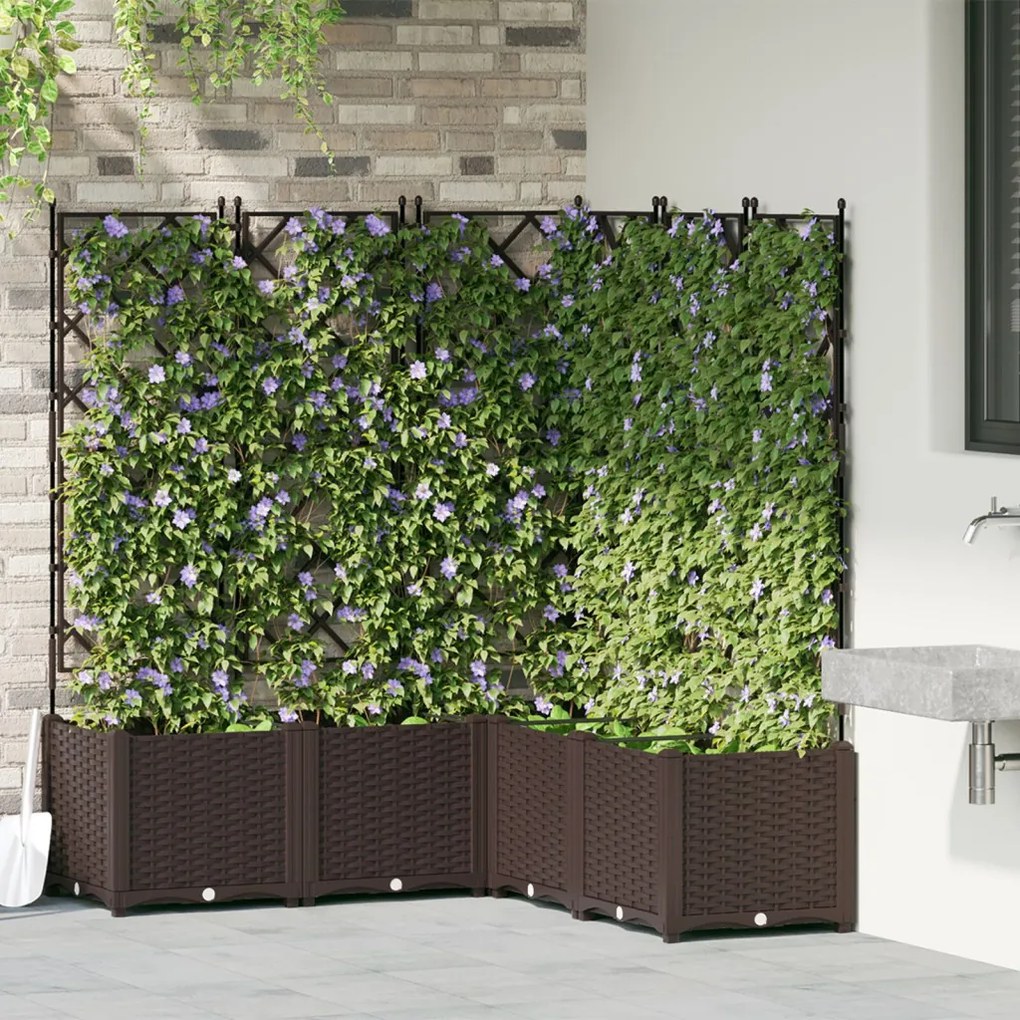 Kert Cserép Rácsos 5 db Barna 120x120x143 cm
