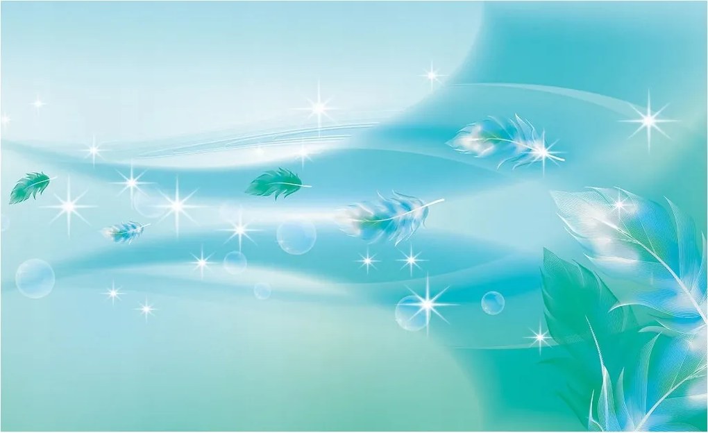 Flizelin fotótapéta Kék toll Könnyűség és mágia 368x254 +ragasztó