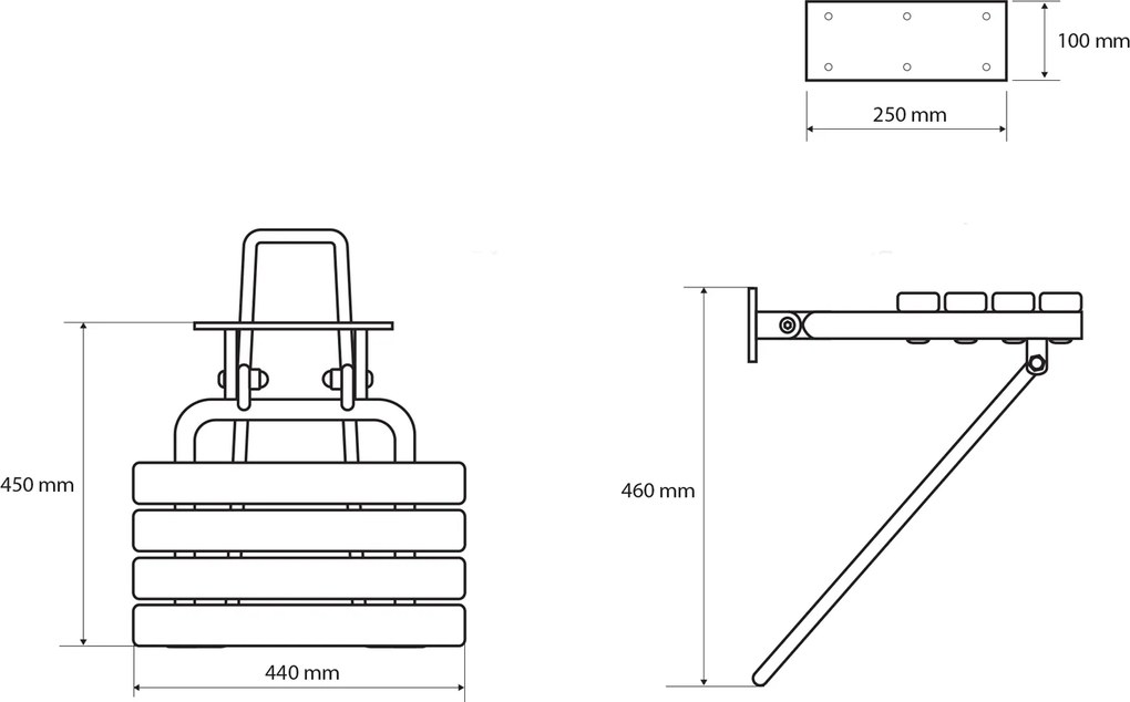 Sapho Sapho, HANDICAP összecsukható zuhanyülés támasztólábbal, 44x45cm, fehér, XH001
