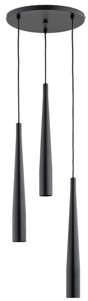 Csillár zsinóron KALINI 3xGU10/40W/230V á. 30 cm fekete