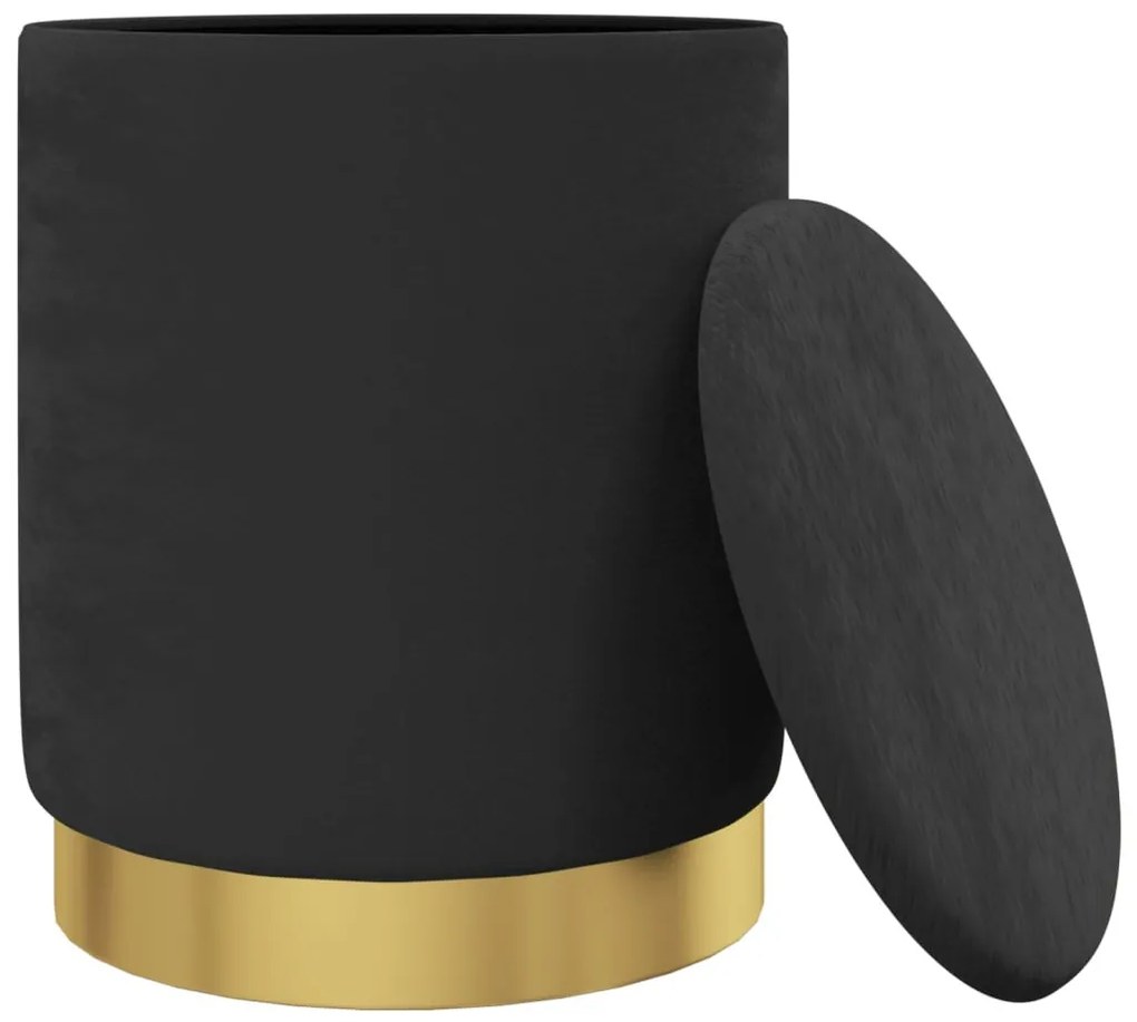 fekete kerek bársonyülőke tárolóval 31 x 37 cm