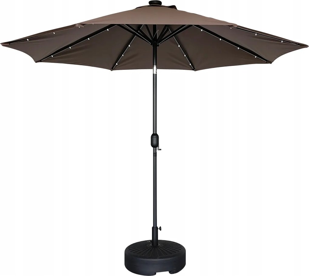 Houseland Luna kerti napernyő Led világítással 270 cm sötétbarna