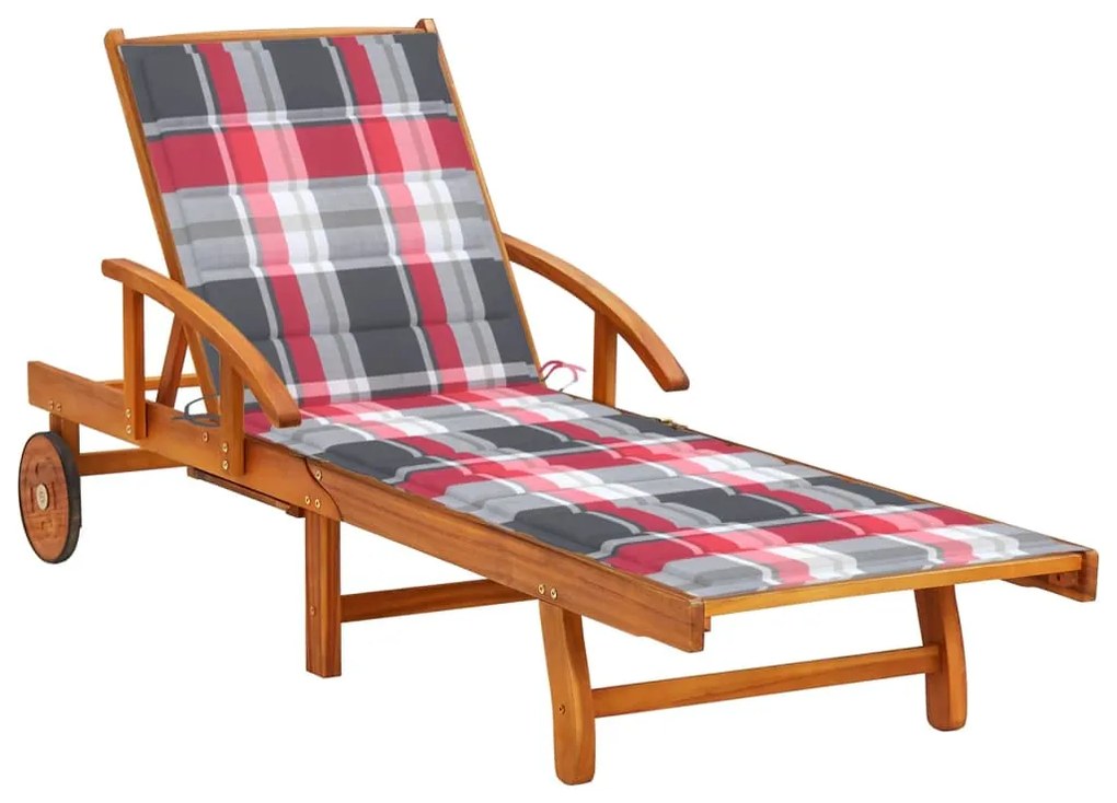 vidaXL tömör akácfa kerti napozóágy párnával