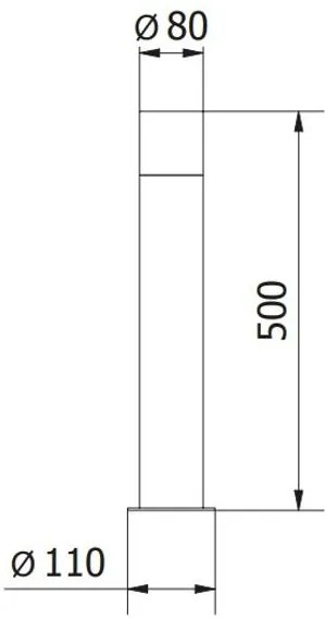 Lámpa Kerti lámpatest LARGO-P 50, E27, max.15W ,IP44, AC220-240V, 50-60Hz, pólus 50 cm,grafit