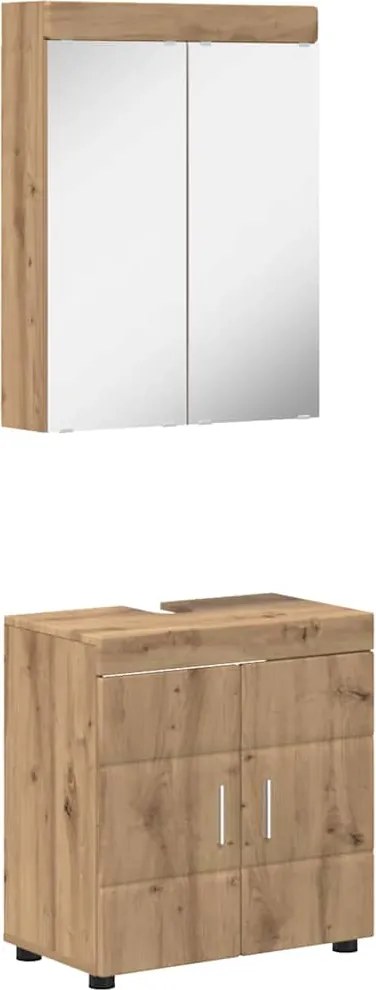 vidaXL Fürdőszoba bútor szett polcokkal TULUM Artisan tölgy Faanyag