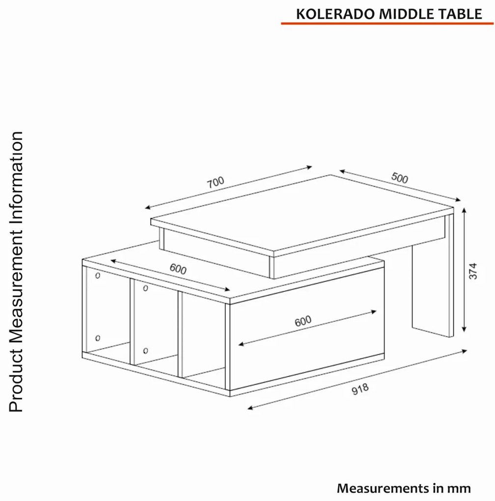 Kávéasztal Kolarado fehér dió