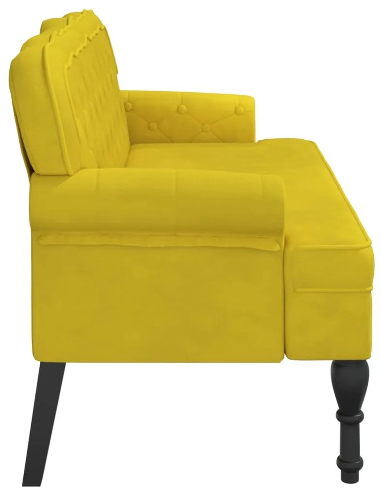 citromsárga bársonypad háttámlával 119,5 x 64,5 x 75 cm