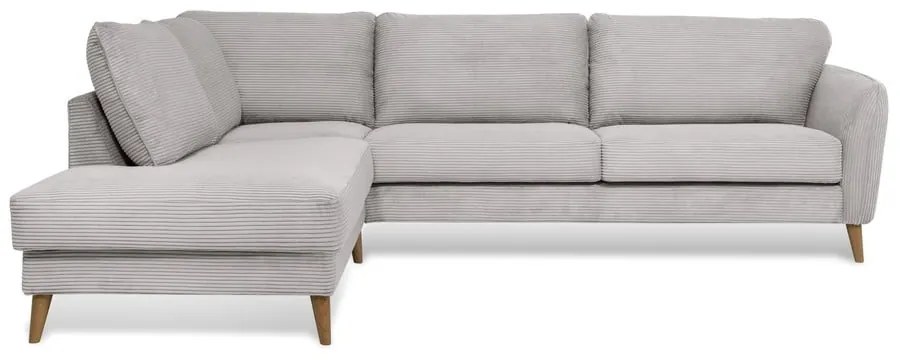 Világosszürke kordbársony sarokkanapé (bal oldali) Paris – Scandic