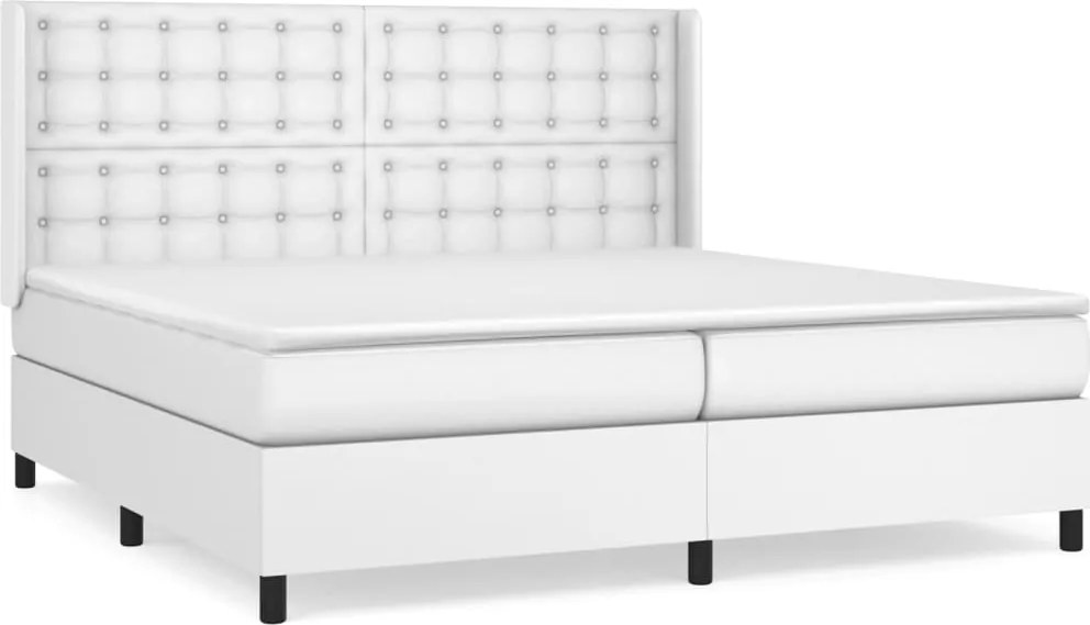 vidaXL fehér műbőr rugós ágy matraccal 200 x 200 cm