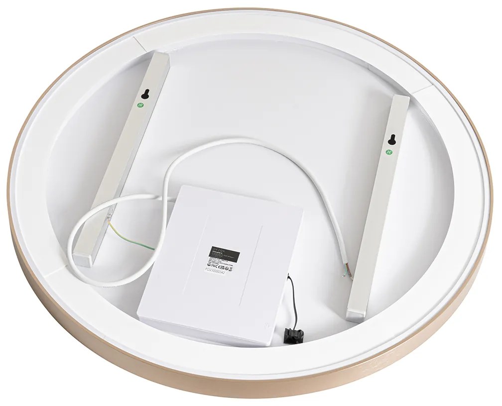 Fürdőszobai tükör rózsaszín arany 70 cm LED-del, 3 fokozatban dimmelhető, érintőgombos, kerek - Miral