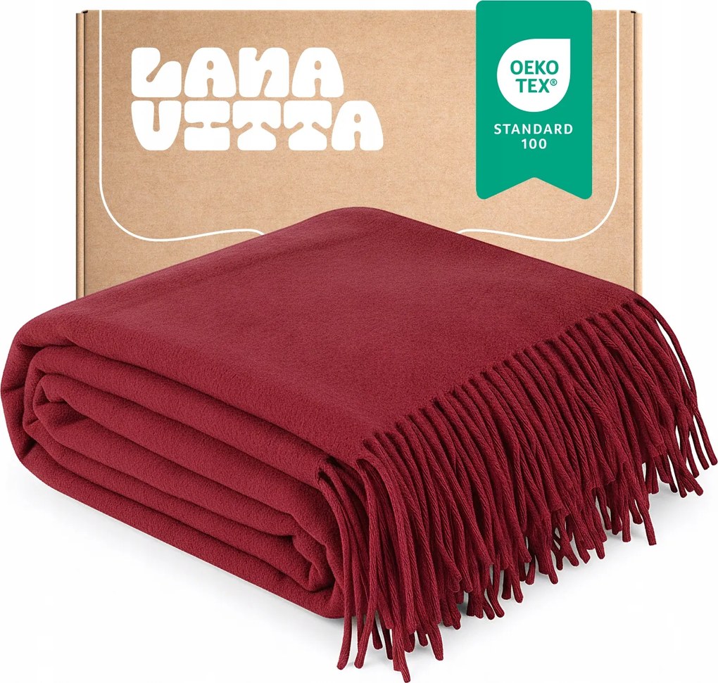 Gyapjú takaró Meleg "Leon" 100% Ausztrál Gyapjú Pléd Piros 140х200 cm