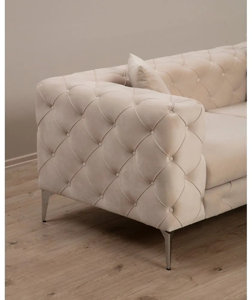 Bézs bársony kanapé 237 cm Como – Artie