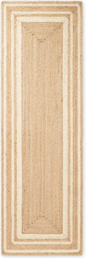Krémszínű-natúr színű kétoldalas-kézi szövésű juta futószőnyeg 70x200 cm Jutta – Hanse Home