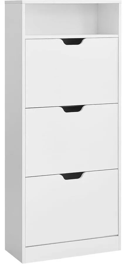 Cipős szekrény 3 csuklós ajtóval, cipőtartó, 24 x 60 x 139 cm, felhőfehér