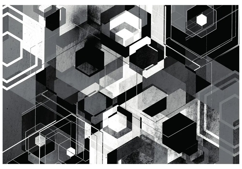 Öntapadó tapéta geometria fekete fehérben