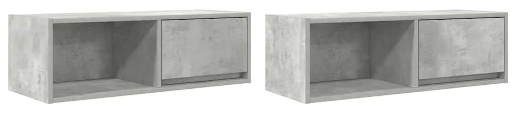 2 db betonszürke szerelt fa TV-szekrény 80x31x25,5 cm