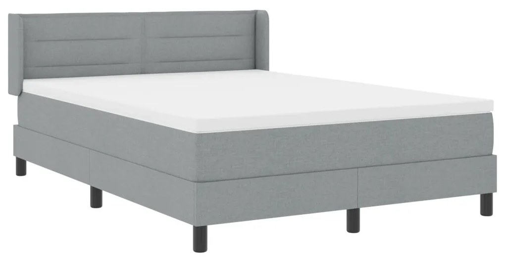 Boxspring ágy matraccal, világosszürke, 140 x 190 cm szövet