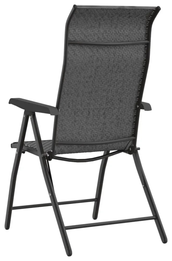 2 db szürke polyrattan összecsukható kerti szék