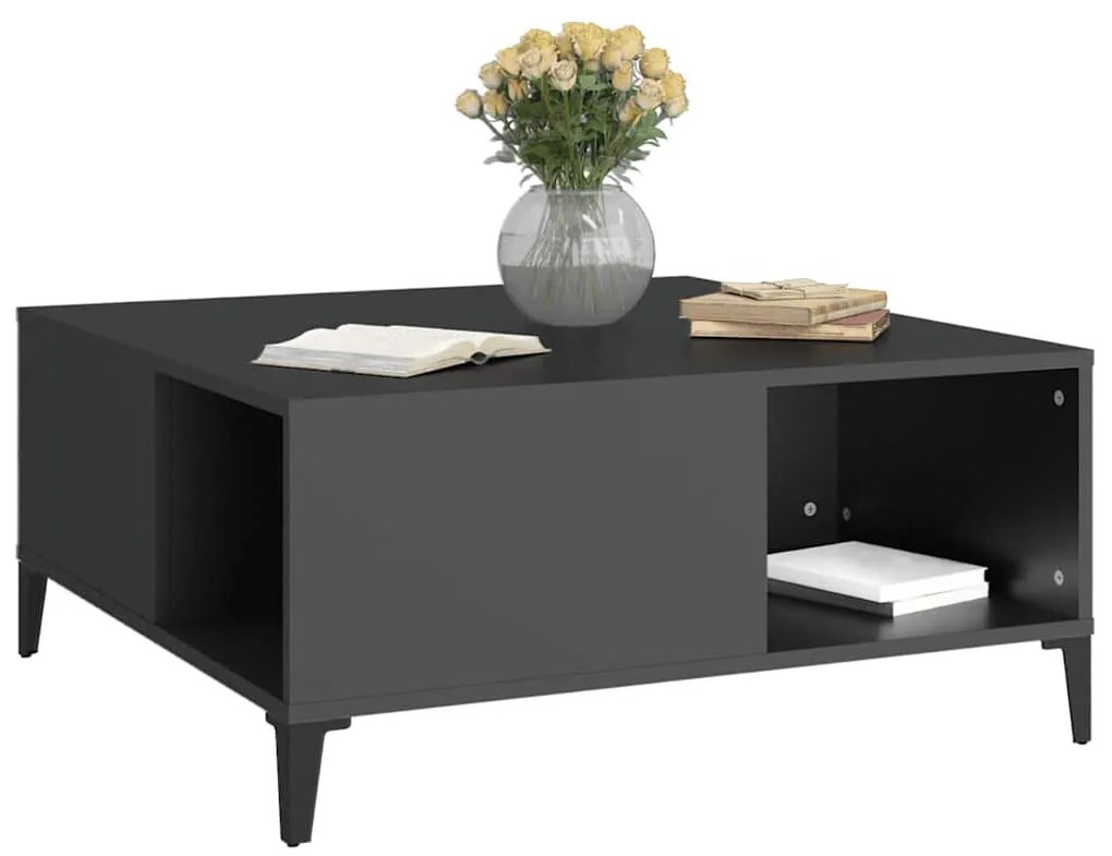 vidaXL fekete szerelt fa dohányzóasztal 80x80x36,5 cm