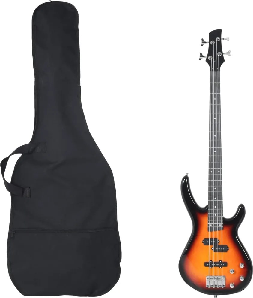 vidaXL barna-fekete elektromos basszusgitár kezdőknek tokkal 4/4 46"