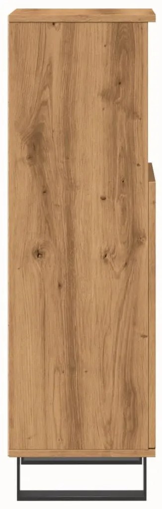 kézműves tölgy színű szerelt fa fürdőszobaszekrény 30x30x100 cm