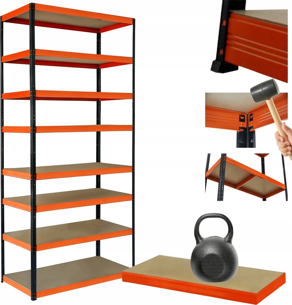 Tárolószekrény fém állvány Helios 270x75x30cm 8Px175kg Magas