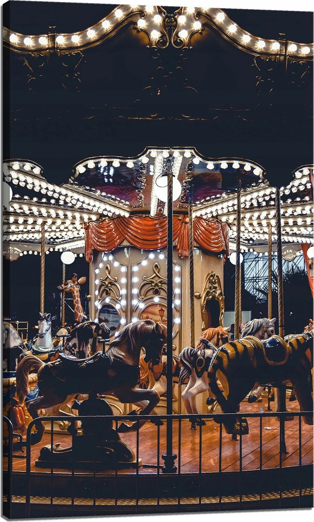 Vászonkép Körhinta Éjszakai fények Vidám város 60x100