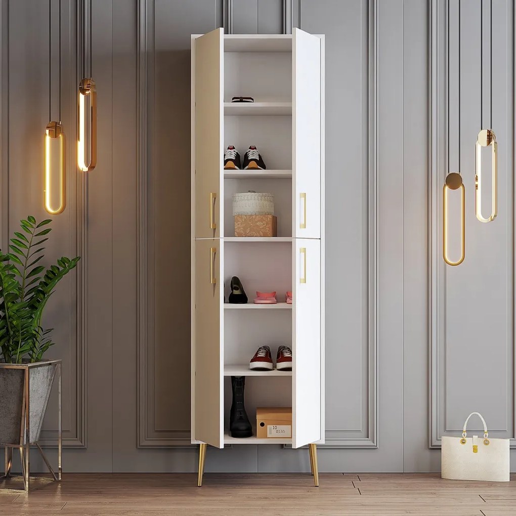 Berlin cipősszekrény, fehér-arany, 60 cm