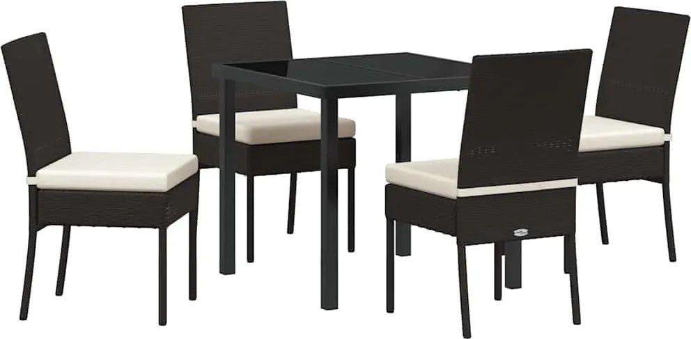 vidaXL Kert étkező szett 5 pcs Krém Porszórt acél