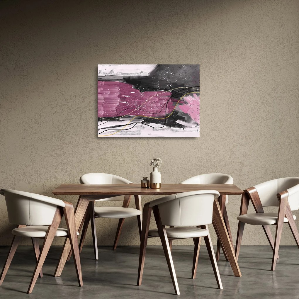 Kép - Rózsaszín-fekete absztrakció (üvegen) (70x50 cm)