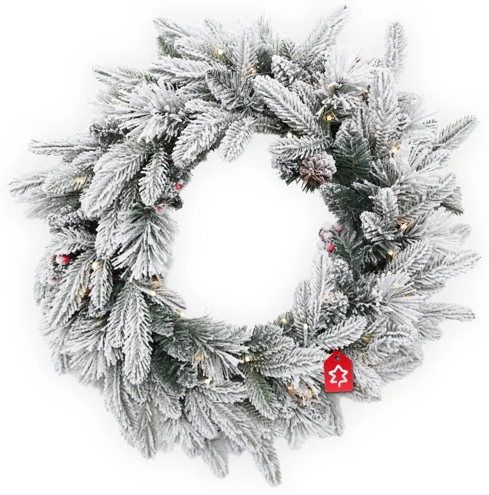 Karácsonyi koszorú Havas 50 LED 60 cm