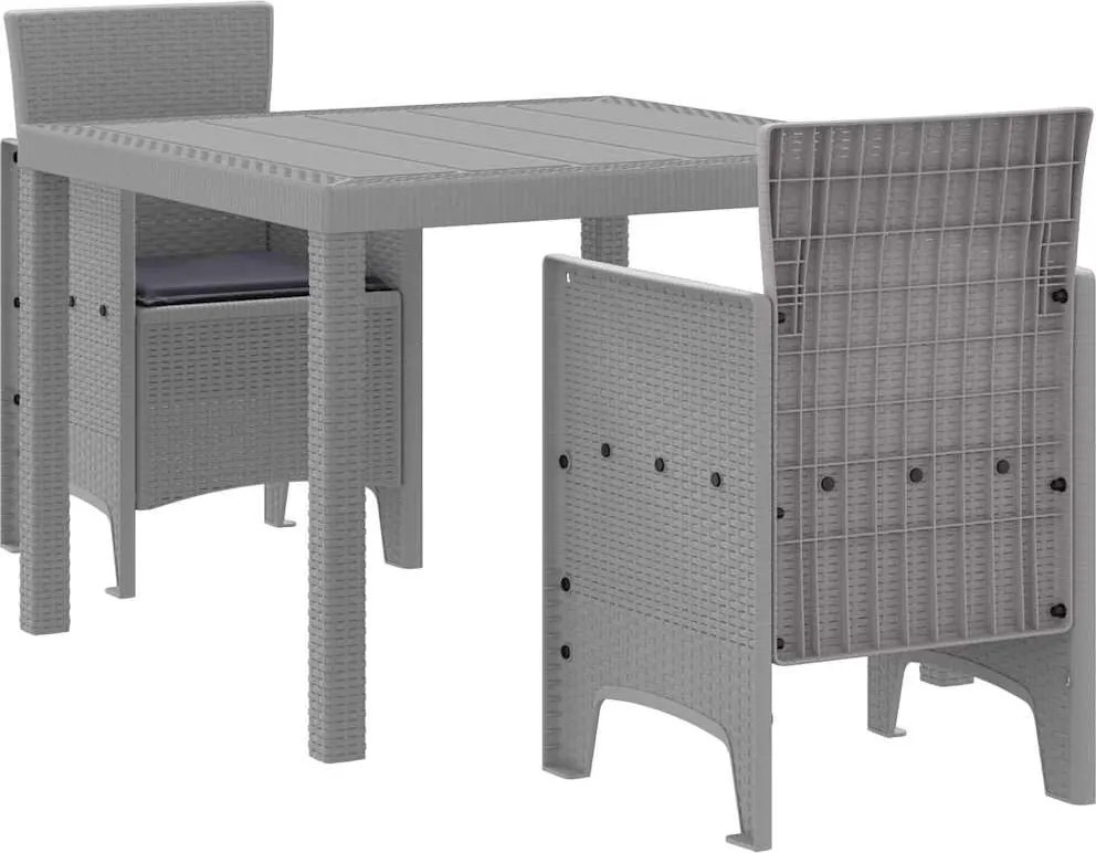 vidaXL Kert étkező szett 3 pcs Világosszürke Polipropilén