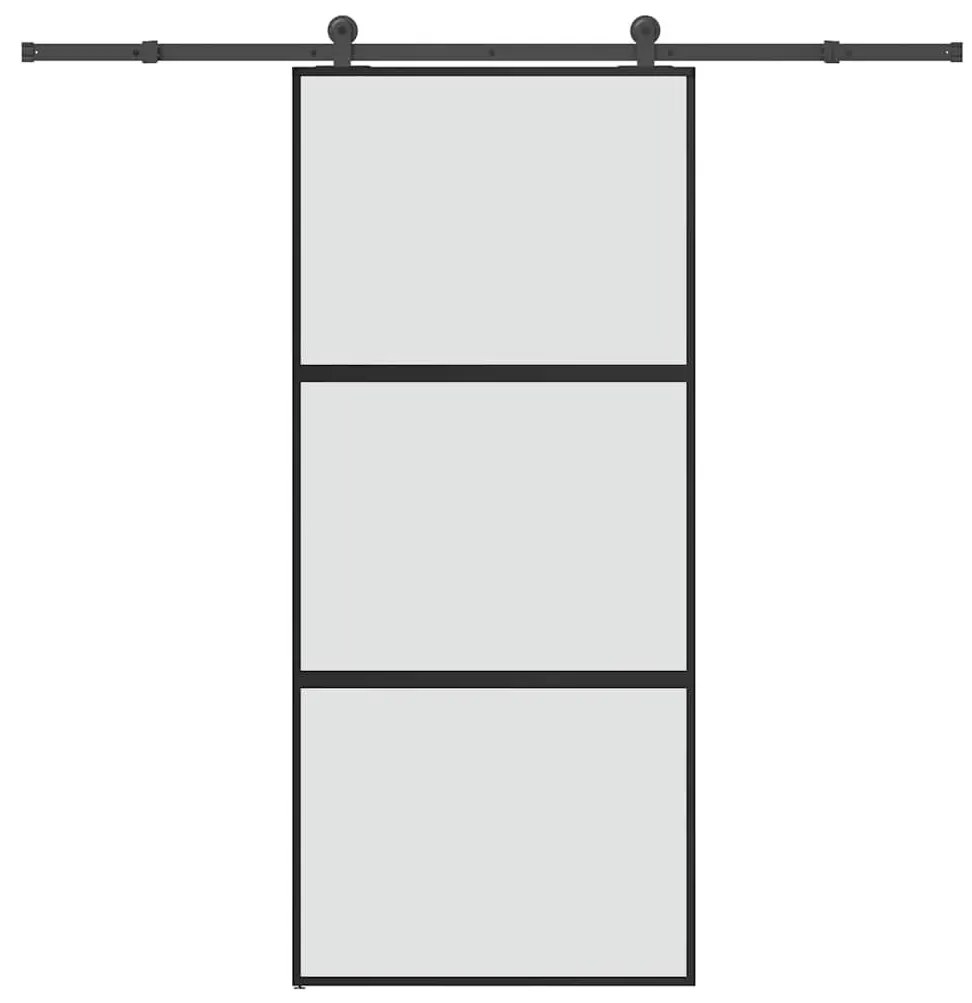 tolóajtó vasalattal 90x205 cm edzett üveg&amp;Alumínium