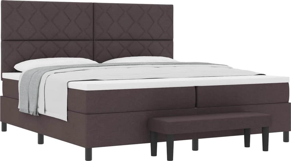vidaXL Boxrugós ágy matracmal Sötét Barna 200 x 200 cm szövet