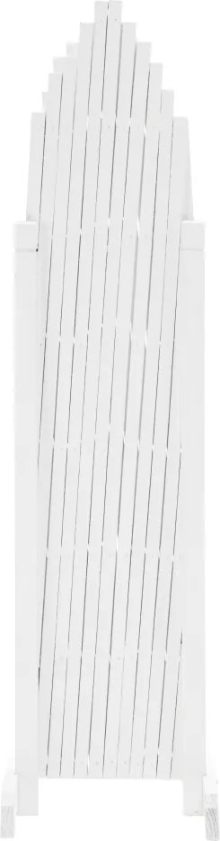 Rácsos térelválasztó panel, fehér/fa, 250 cm, KEJLY
