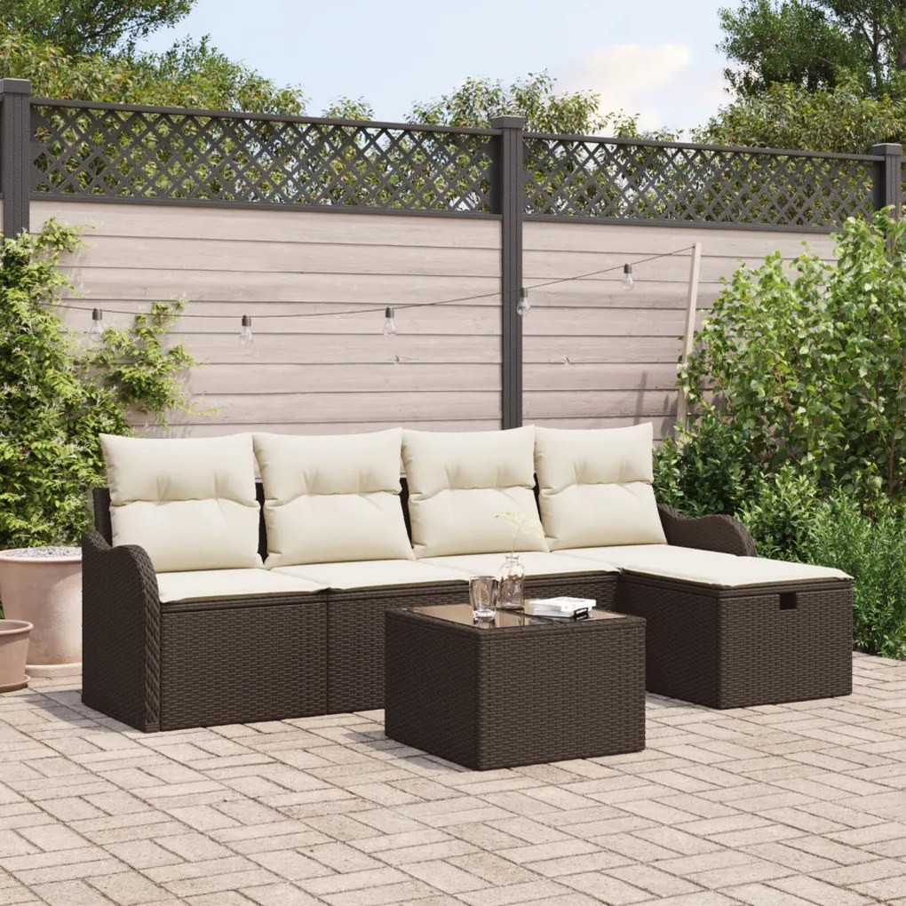 Kerti Kanapé Szett 6 pcs Barna és krémszínű 231 x 117 x 85 cm