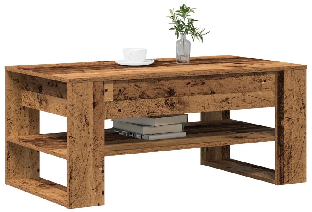 Kávézóasztal Régi Fa 102x55x45 cm Műanyag