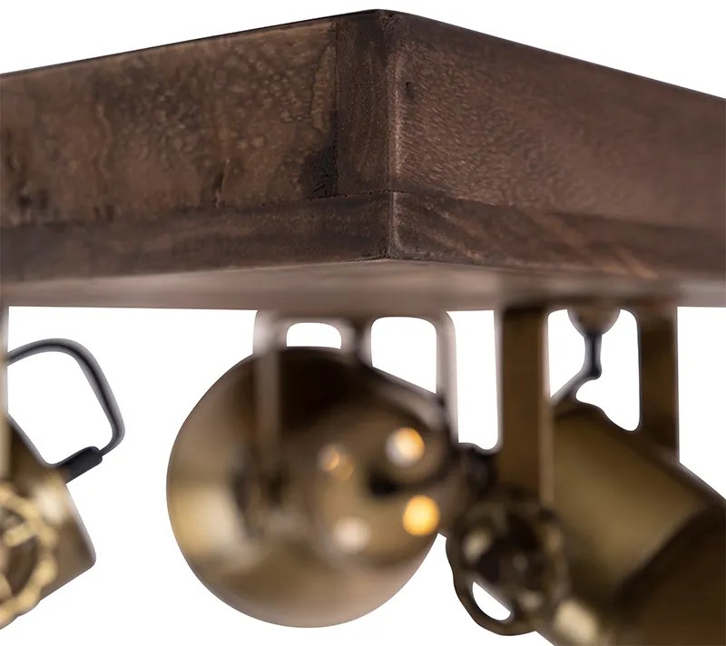 Mennyezeti lámpa bronz fa díszítéssel 3-lámpás - Mangoes