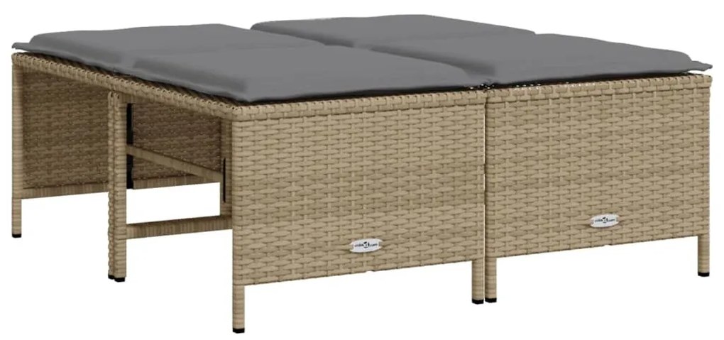 4 db bézs polyrattan kerti szék párnákkal